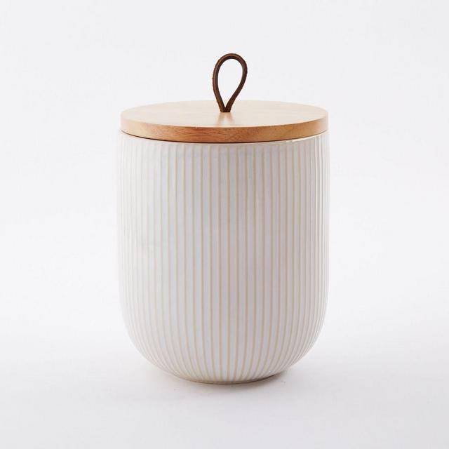 Textured Kitchen Canister, White, Extra Large