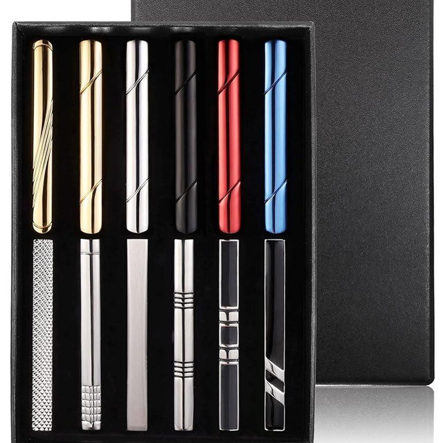 Jstyle 12 Pcs Tie Clips for Men Classic Tie Bar Clip Set for Regular Ties Necktie Tie Bar Pinch Clips Suitable for Wedding Anniversary Business Luxury Box