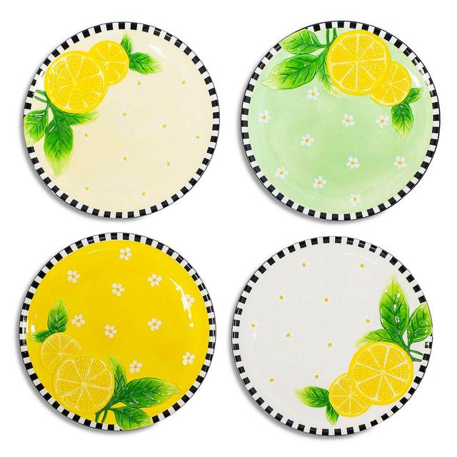 Mackenzie-Childs Lemon Dessert Plates, Set of 4