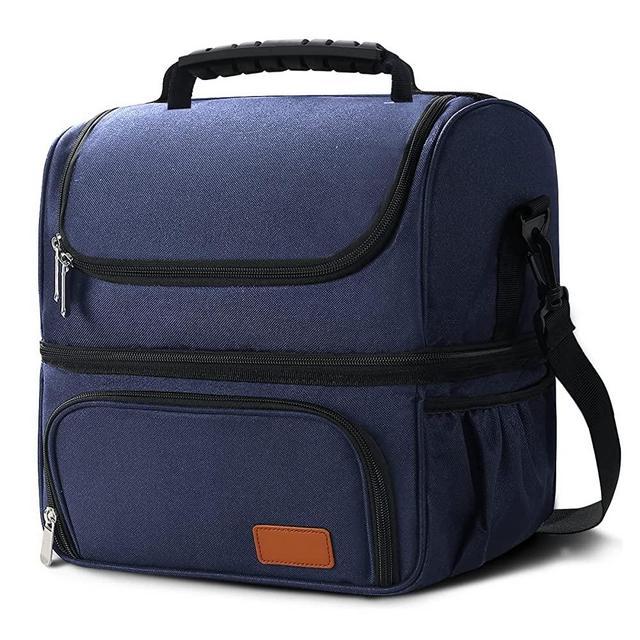 Large Lunch Box for Work,2 Compartments, 16L(24 Can) ,Blue,Lunch Bag for Men Women,Male Lunch Bag for Adults,Lunch Box Keeps Warm or Cold,Waterproof Insulated Lunch Box