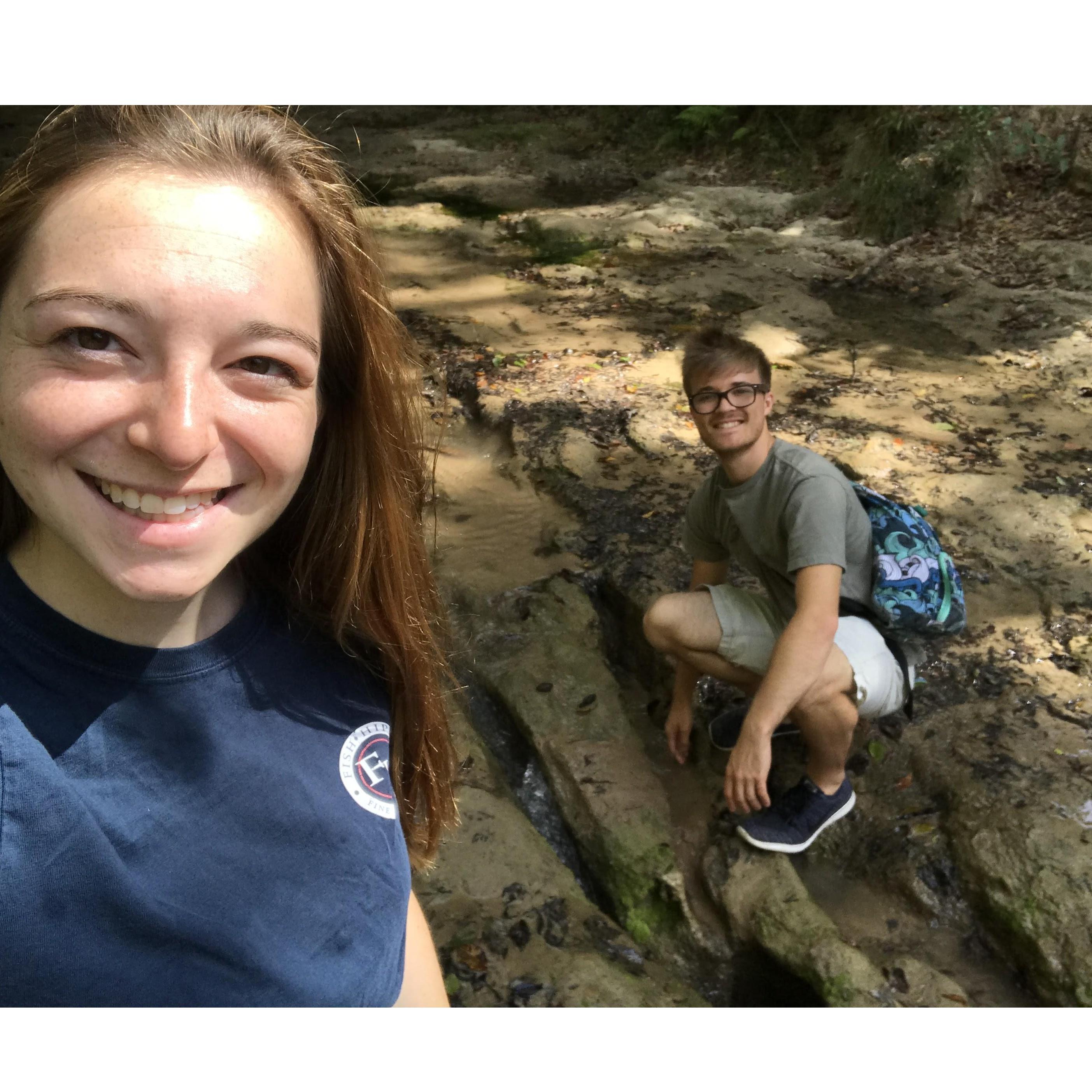 Hiking at Tunica Falls, we had fun diverting the water flow.