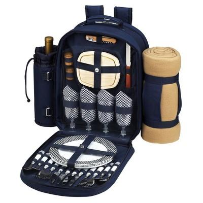 Picnic at Ascot - Deluxe Equipped 4 Person Picnic Backpack with Cooler, Insulated Wine Holder & Blanket