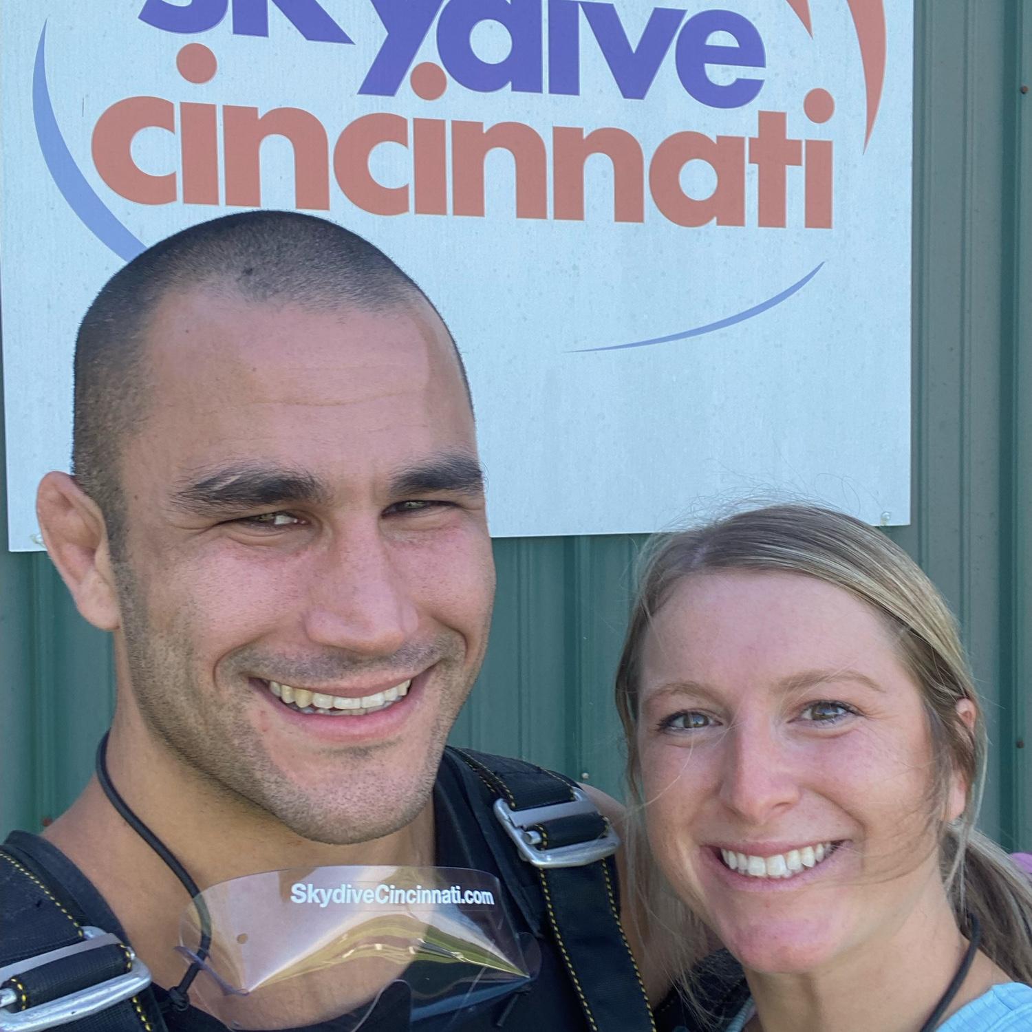 Right before we went skydiving on our one year anniversary!