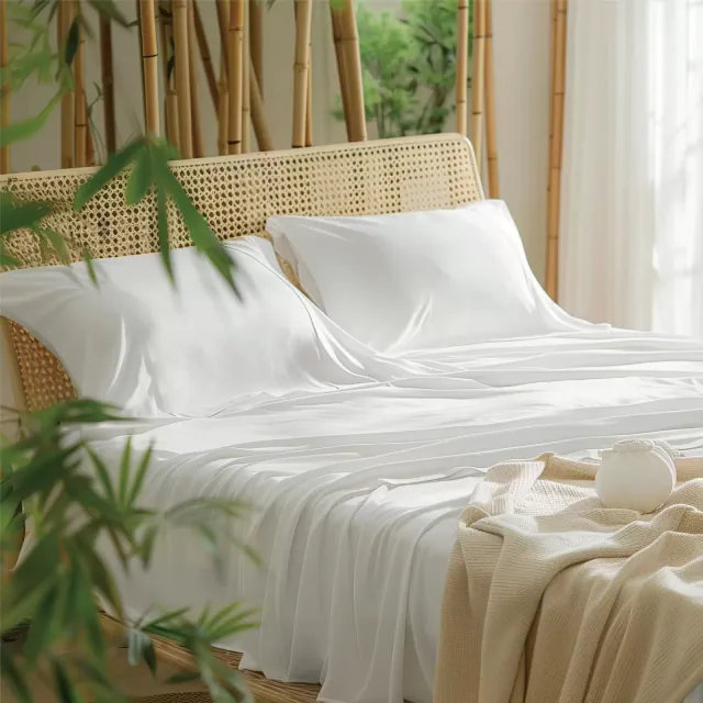Rayon Derived from Bamboo Sheet Set 4 Pcs Solid Queen White - Bedsure