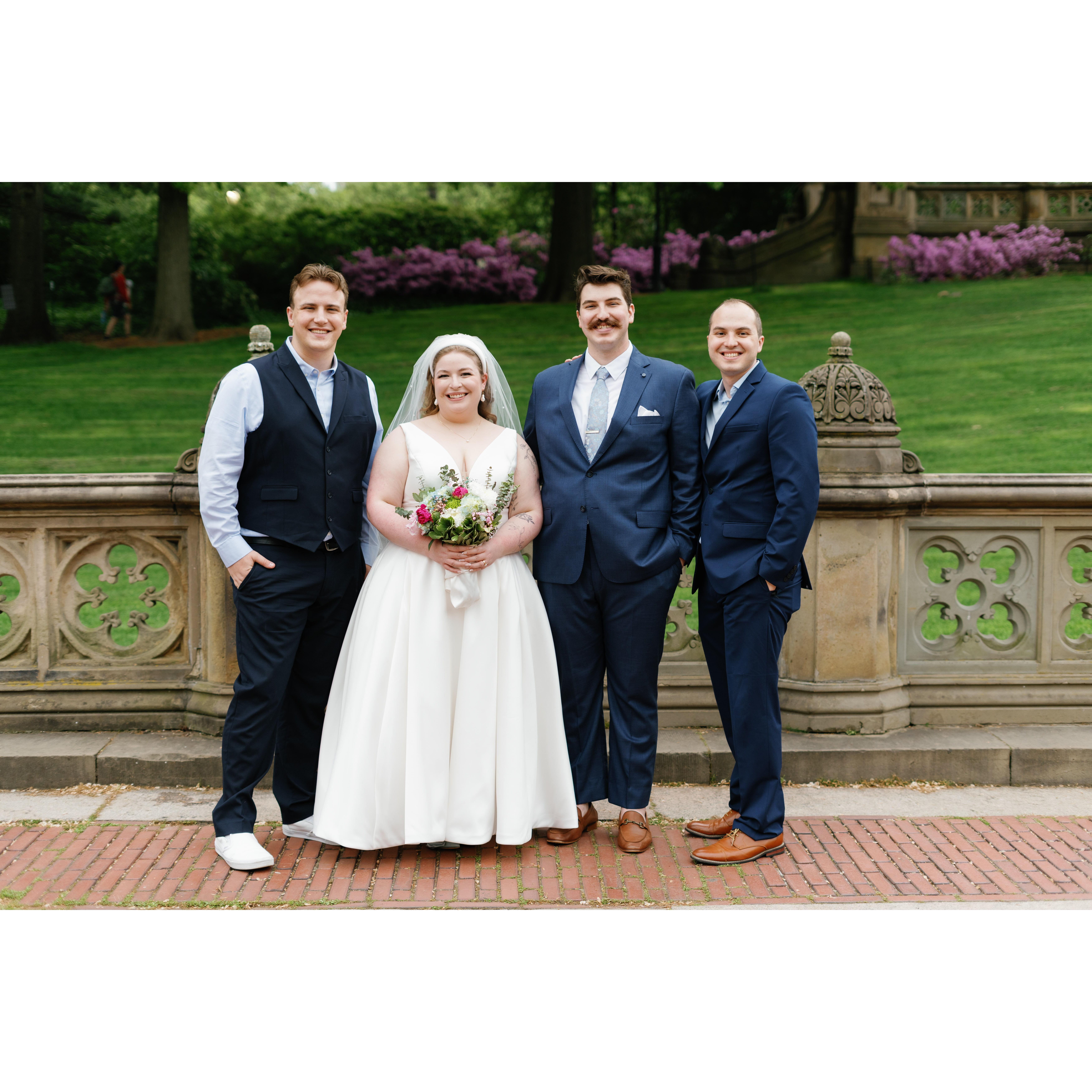 Man of honor, Bride and Groom, and Best Man