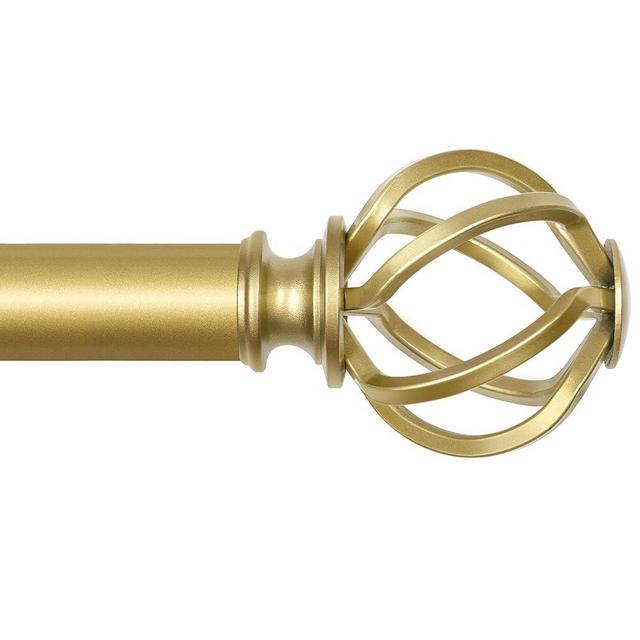 KAMANINA Gold Curtain Rods for Windows 72 to 144 Inches (6-12ft), 1 Inch Heavy Duty Curtain Rod 32 to 144, Long Decorative Single Drapery Rods, Twisted Cage End