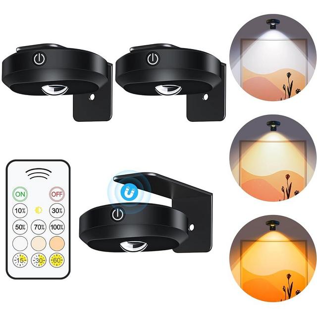 WILLED Picture Lights for Wall, 1200mAh Rechargeable Battery Operated Picture Frame lights, Puck Lights with Remote, Dimmable & Timer Art Lighting for Paintings Wireless, Magnetic Gallery Light/3 Pack