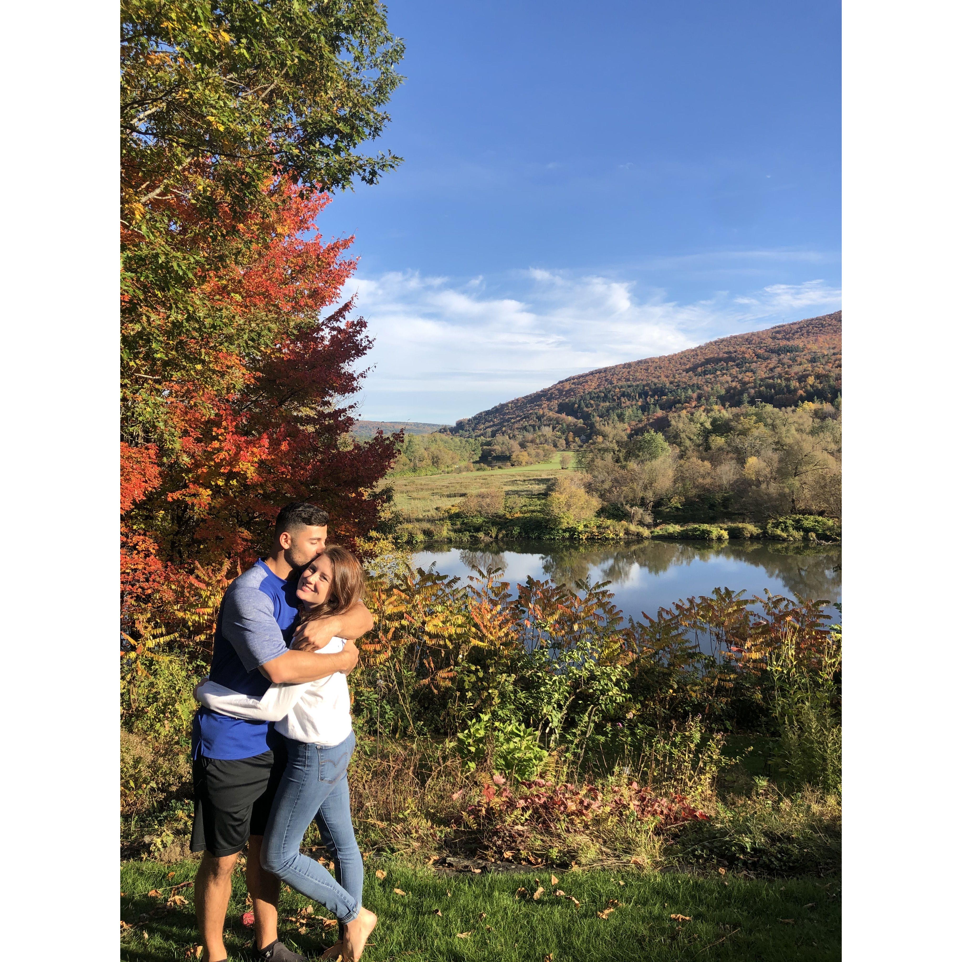 Soaking up the autumn colors in Bre's family's backyard. October 2019 🍁
