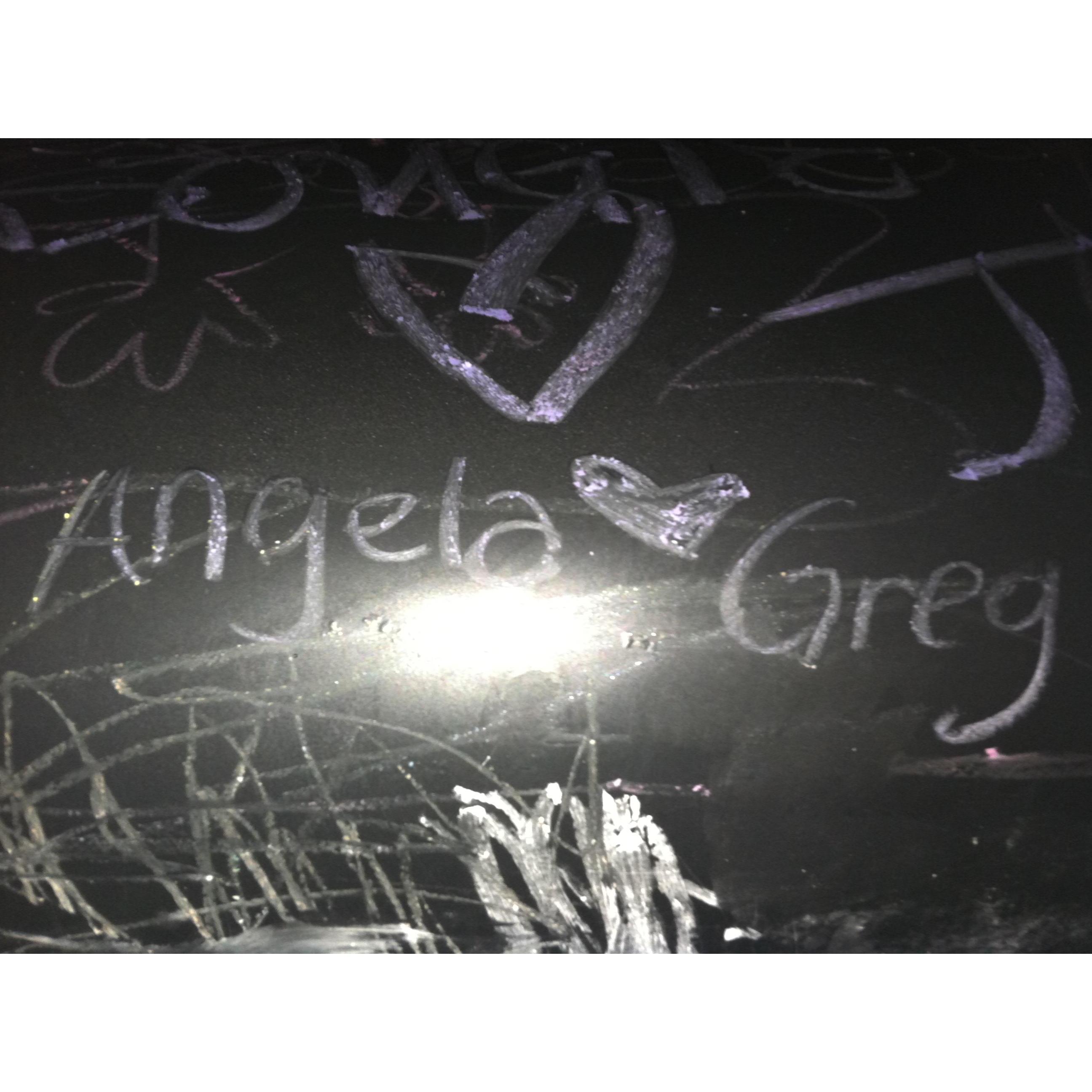 At an OC Car cruise, there was a hearse painted with chalkboard paint!