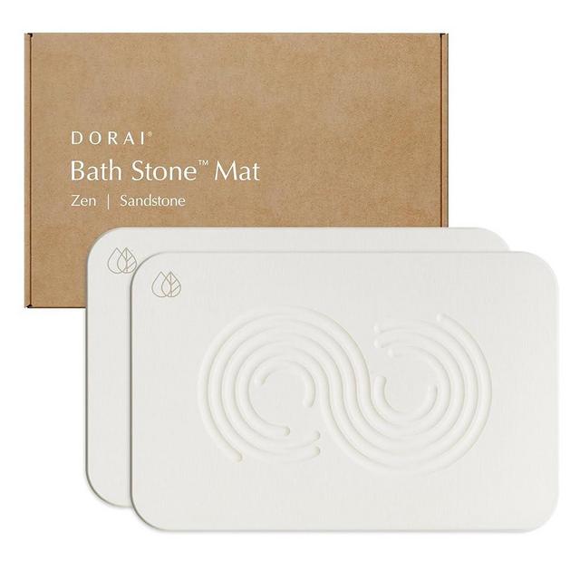 Dorai Home Bath Stone Mat 23.6"x15.4"| Luxury Diatomite Stone Bath Mat |Quickly Removes Water | Non-Slip, Quick-Dry Stone Bath Mat for Bathroom | Zen Sandstone - 2 Pack