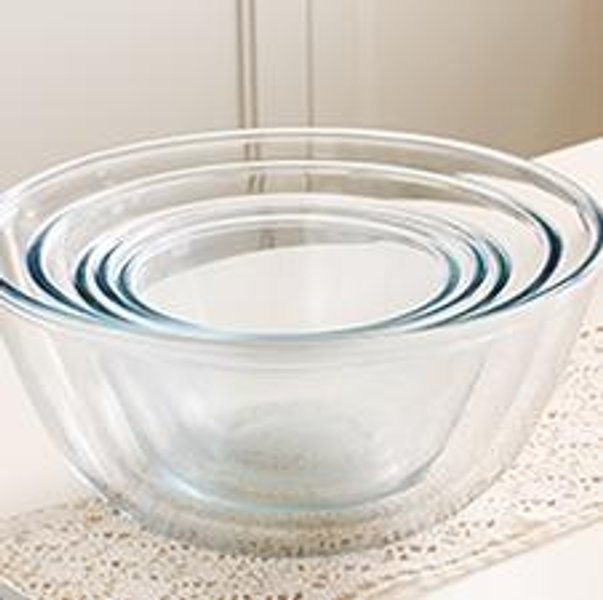 5pc Glass Mixing Bowls Sets (4.65QT, 2.80QT, 1.64QT, 1.16QT, 0.85QT), Glass Nesting Kitchen Thick Bowl for Baking, Cooking Prep, Storage, Large Salad Bowls Sets-Dishwasher Microwave Freezer Safe