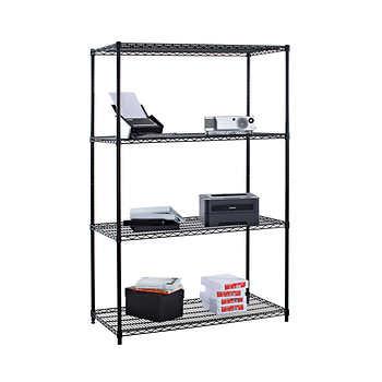 TRINITY 4-Tier Wire Shelving Rack, 48" x 24" x 72" NSF, Black
