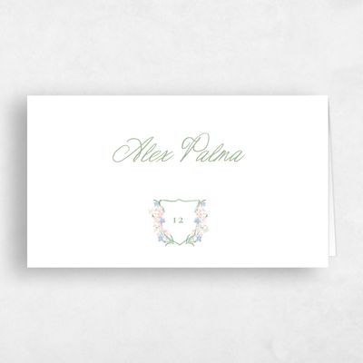 Green Watercolor Wedding Place Card - Pellinore