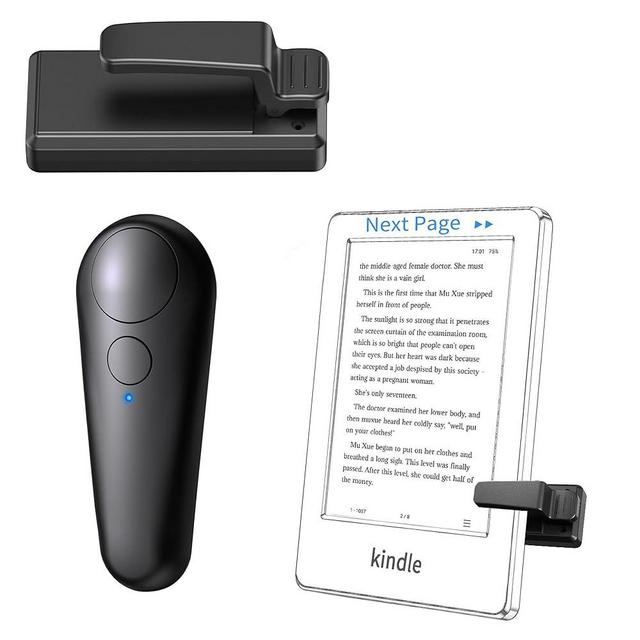 UNIBITRI RF Remote Control Page Turner for Kindle Paperwhite Kobo eReaders, Remote Page Turner for Phone iPad iOS Android Tablets Taking Reading Novels Taking Accessories, Black