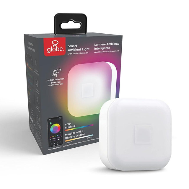 GLOBE Electric Wi-Fi Smart Ambient Night Light with Motion Detection, No Hub Required, Voice Activated, Multicolor Changing RGB, Tunable White 2000K - 5000K