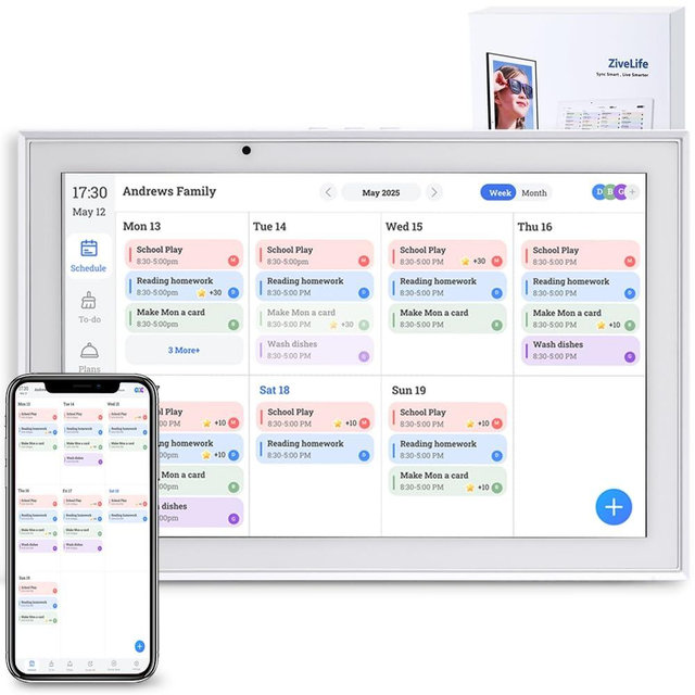 10.1 Inch Digital Calendar – HD Touchscreen Family Smart Calendar Electronic with Chore Chart & Meal Planner, Interactive Display for Family Schedules for Wall Display