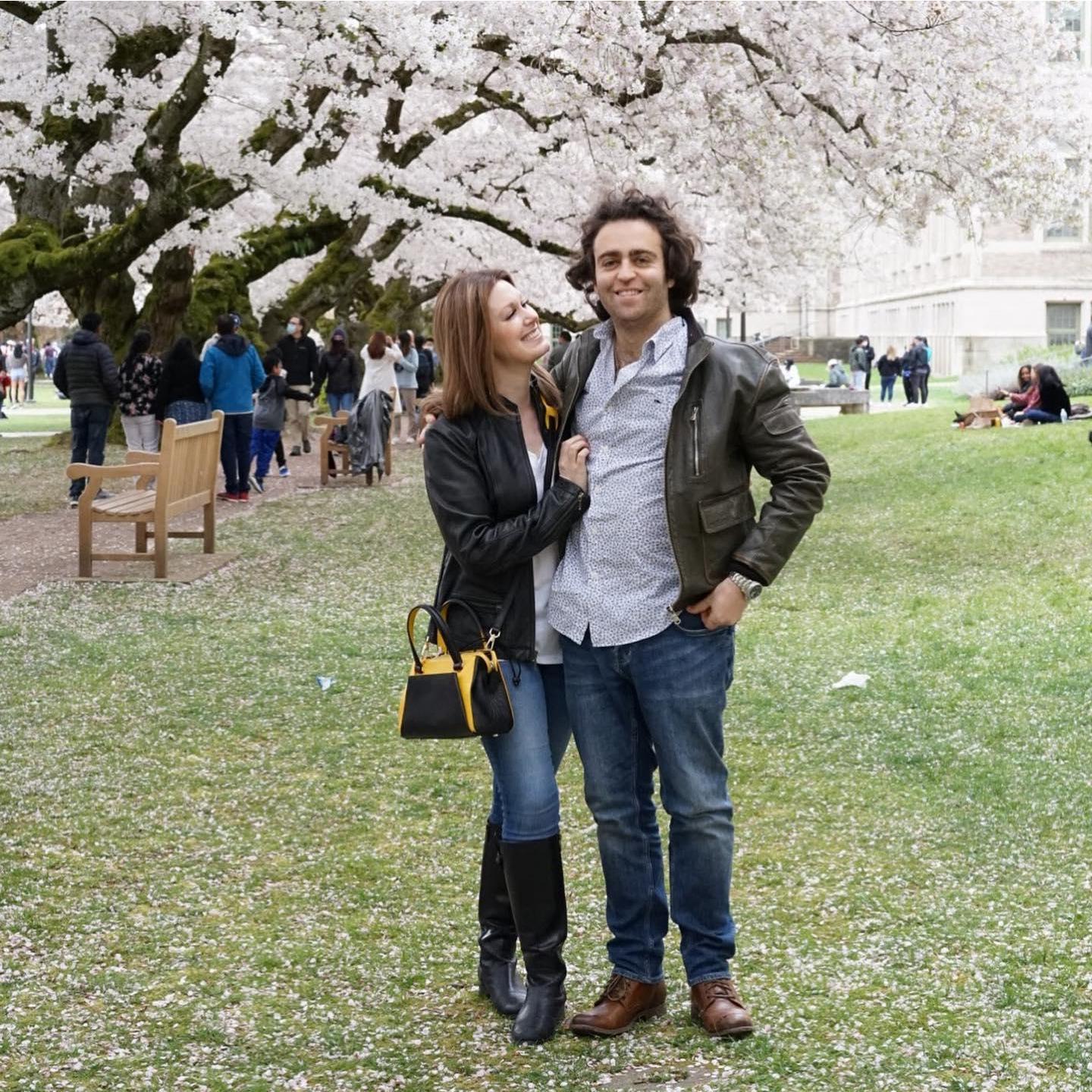 Visiting the cherry blossom trees at the University of Washington