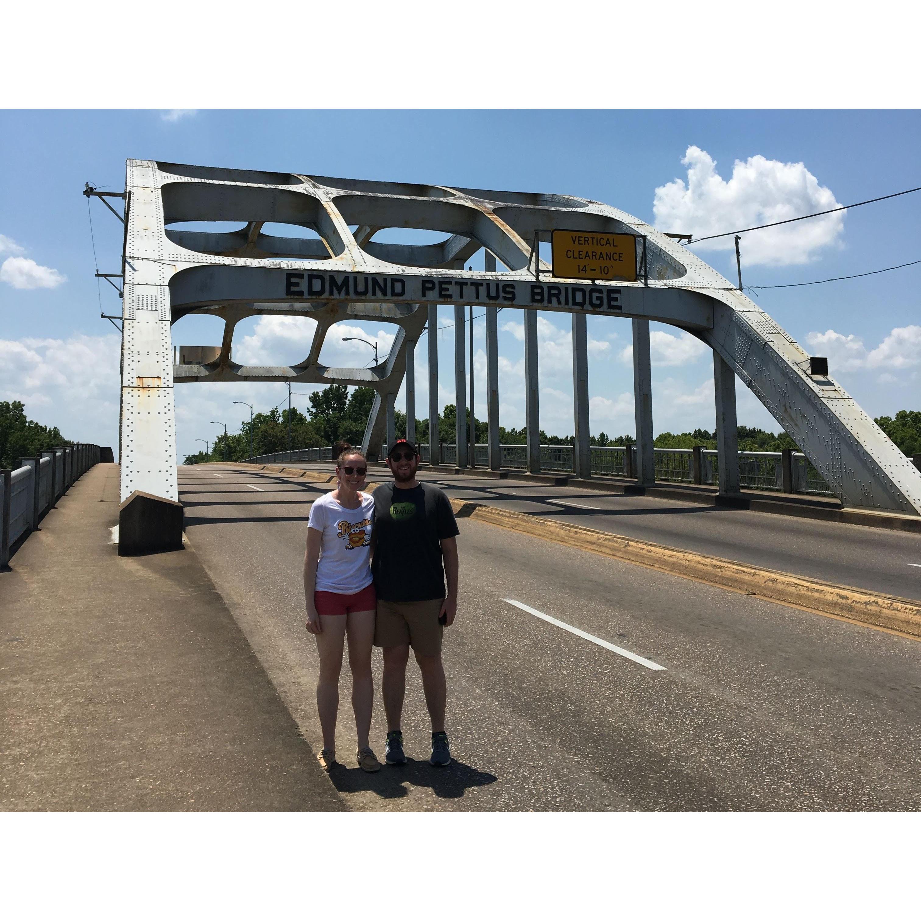 This is the Edmund Pettus Bridge in Selma, Alabama, where voting rights marchers and civil rights activists were attacked by police on March 7, 1965 (Bloody Sunday).