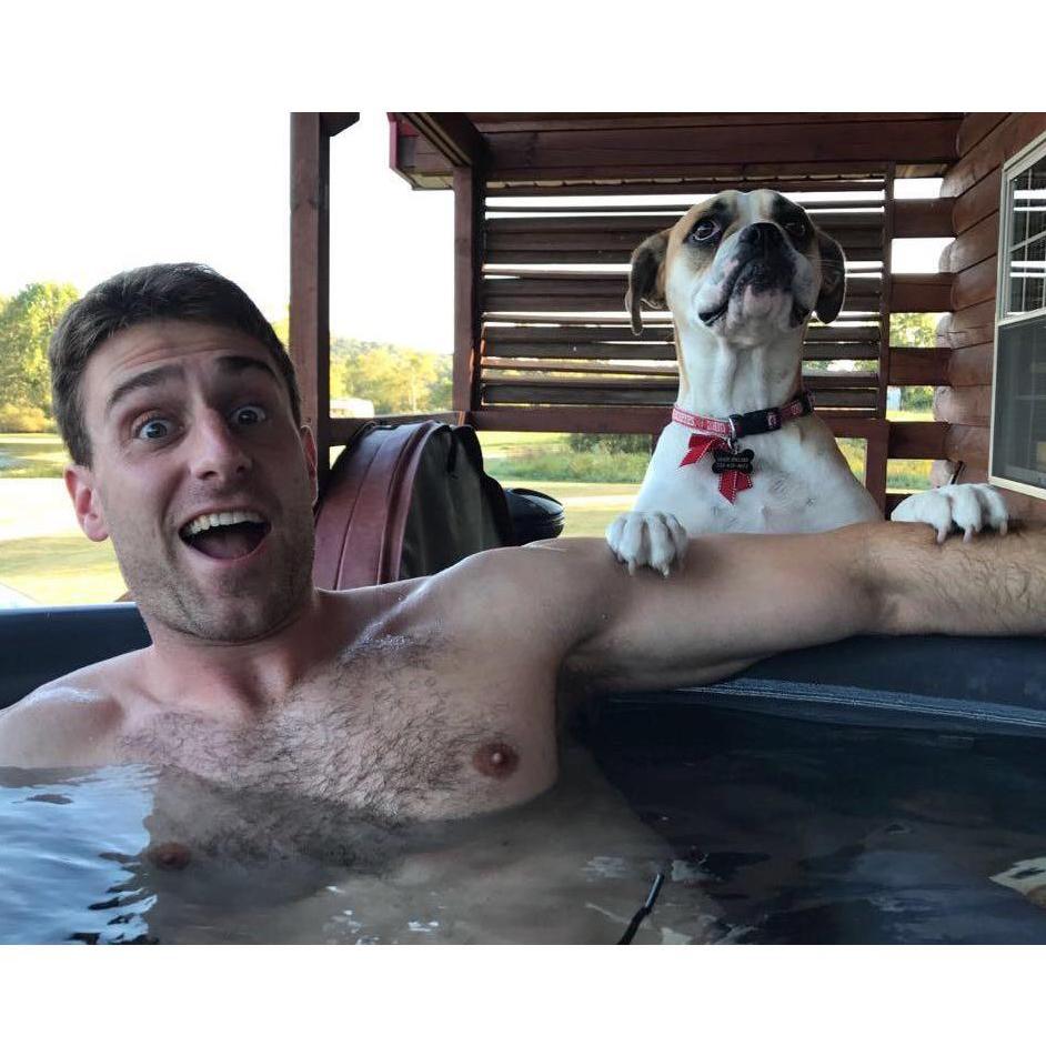 Hot tubbing with Gracie Tom's Bday 2016