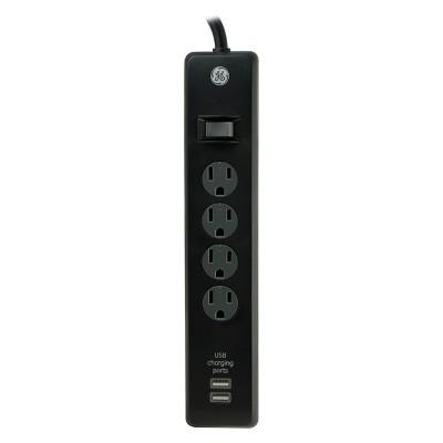 GE - 4-Outlet Surge Protector Power Strip with 2-Port USB - General Electric