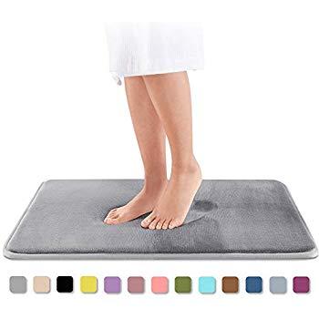 Genteele Memory Foam Bath Mat Non Slip Absorbent Super Cozy Velvet Bathroom Rug Carpet (17 inches X 24 inches, Brown)