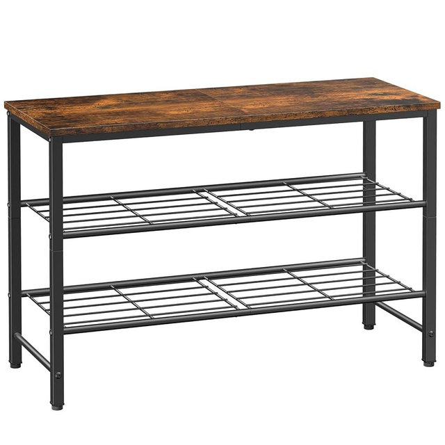 Kitsure Shoe Rack for Closet, Rustic Brown Shoe Organizer with Leveling Feet, Sturdy & Rust-Proof Shoe Storage for Entryway, Bedroom, Living Room, 29.5" x 11.4" x 18.4", Brown
