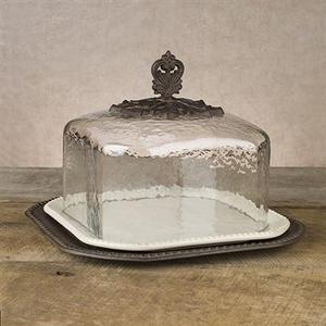 GG COLLECTION Versailles 17'' Pastry Keeper Cream Plate With Metal Base