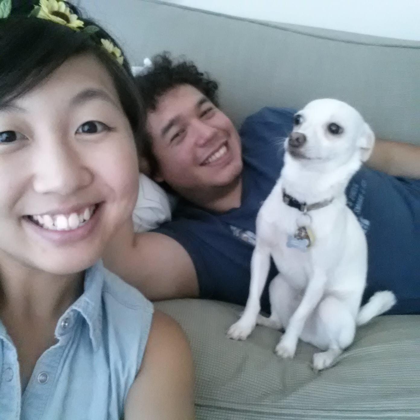 We have a chihuahua named Taco and he is our official (squeaky) third wheel.