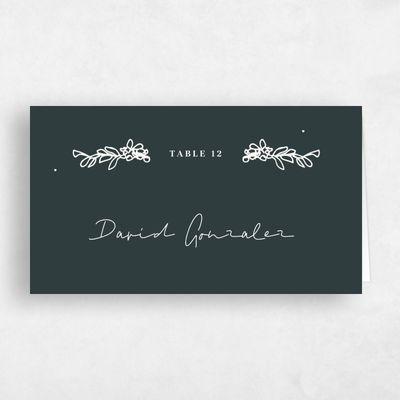 Darkest Teal, Green Wedding Place Card - Hopewell