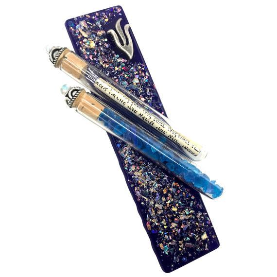 Sparkling Blue Wedding Shards Mezuzah