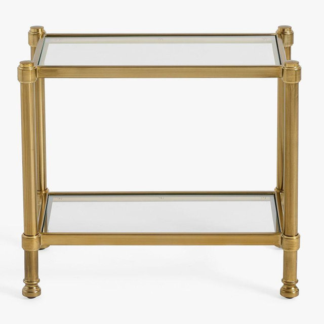 Everson Rectangular Side Table, Antique Brass