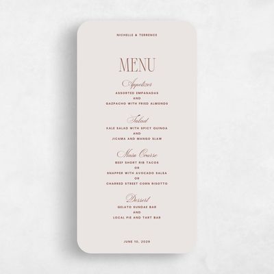 Grey Rounded Wedding Menu - Solange