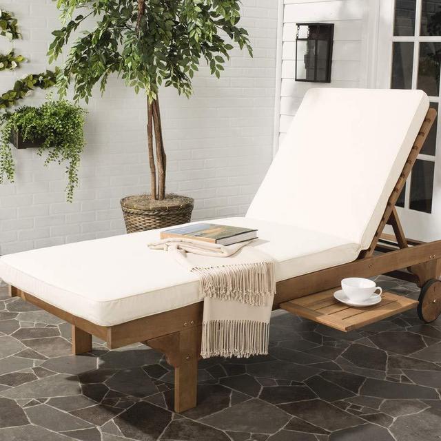 Safavieh Newport Chaise Lounge Chair, Natural/Beige