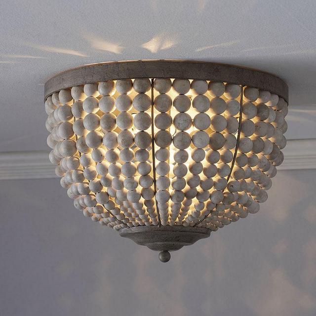 Leila Beaded Flush Mount, Pewter