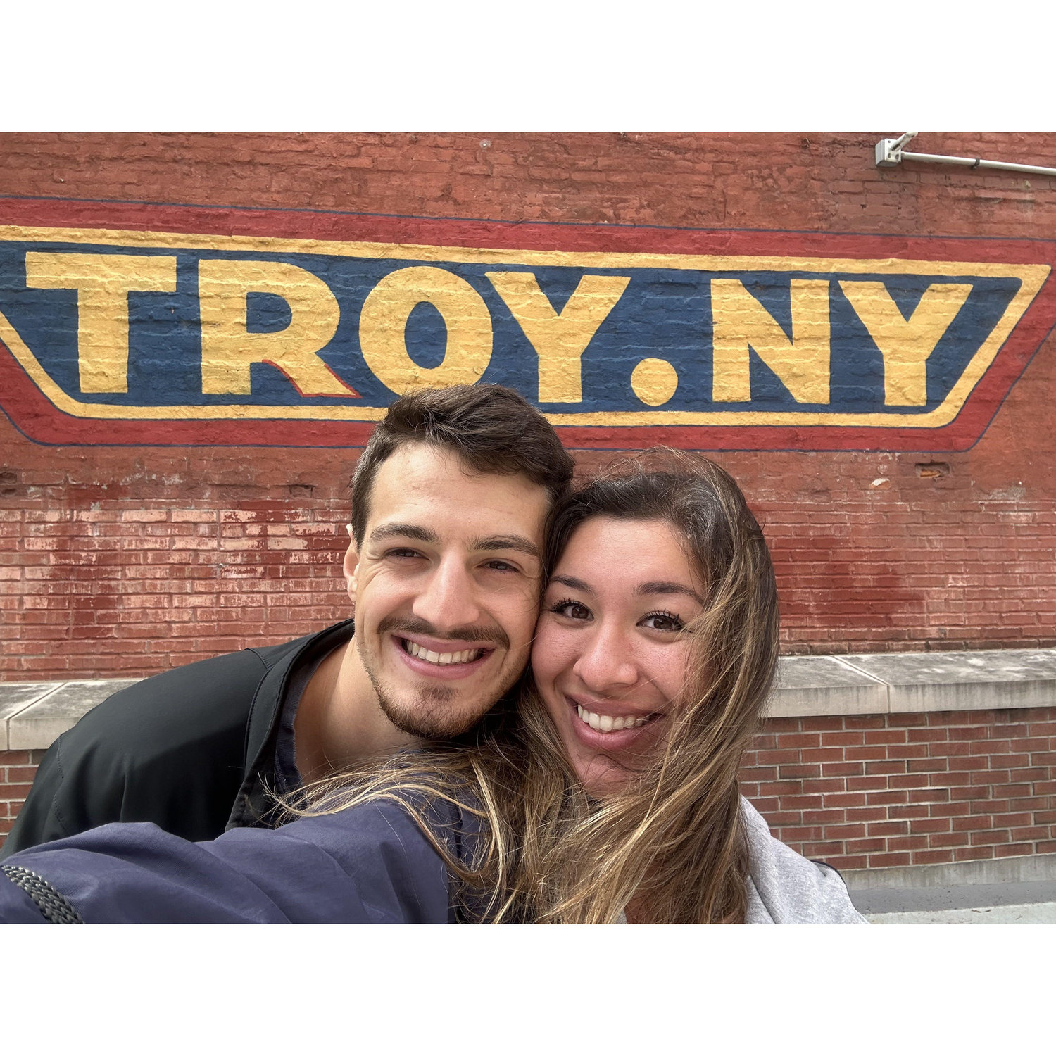 Back to Troy as alumni! (the random red paint on the "R" still haunts Nicole to this day)