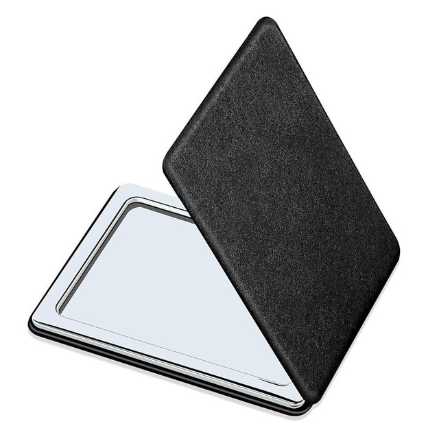 YTZJ Direct Compact Vanity Mirror for Men, Black, Travel Makeup Mirror for Handbag Pocket Wallet, Portable Double-Sided Magnifying Cosmetic Mirror for Daily, Work, Business