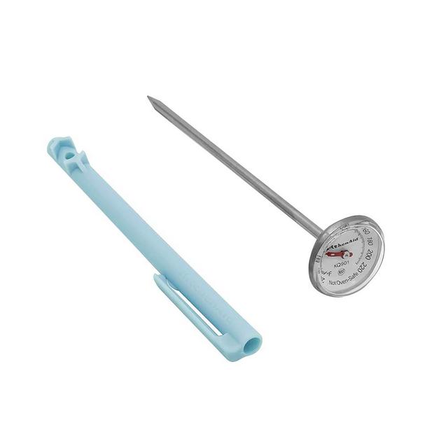 KitchenAid KQ901 Instant Read Food Thermometer for Kitchen or Grill, Temperature Range: 20F to 220F, 1 inch dial, Mineral Water Storage Sleeve