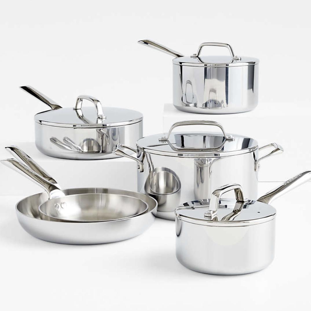 Crate & Barrel EvenCook Core™ 10-Pc. Stainless Steel Cookware Set