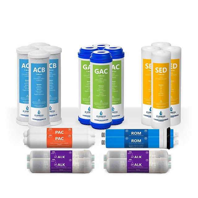 Express Water – 2 Years Alkaline Reverse Osmosis System Replacement Filter Set – 20 Filters with 50 GPD RO Membrane – 10 inch Size Water Filters