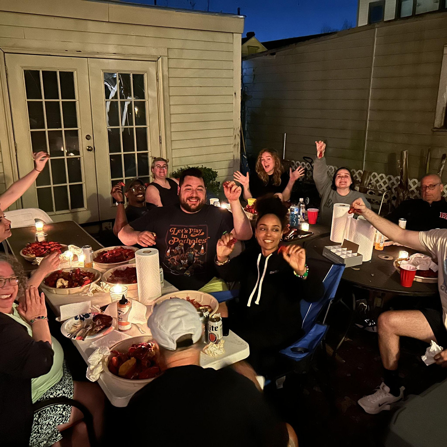 Crawfish Boil for Luke's birthday with neighbors and friends in the Irish Channel