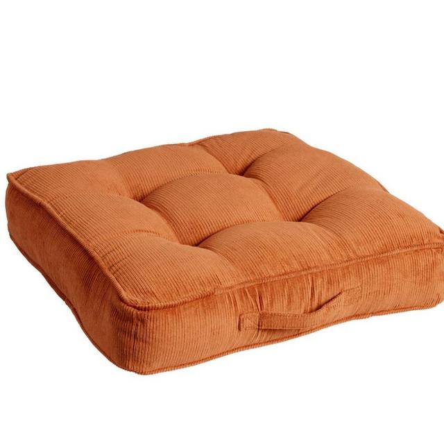 Rust Tufted Corduroy Gusseted Floor Cushion - World Market