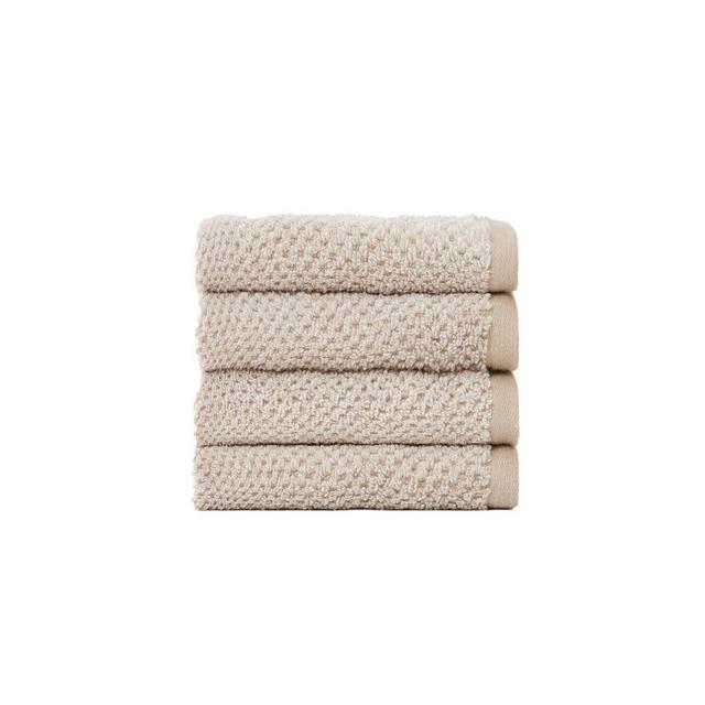 Cozy Earth Nantucket 60% Cotton 40% Viscose from Bamboo Washcloth - 600 GSM Plush & Fast-Drying with Rice Weave Pattern - 4 Pack 20" x 20" Luxury Washcloth - Sand
