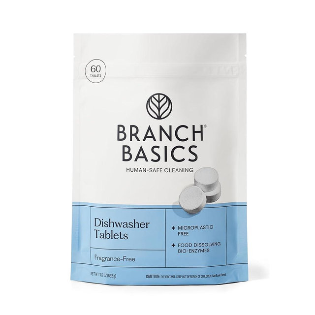 Branch Basics Dishwasher Tablets – 60 Ct | Plastic-Free, Fragrance-Free, Human-Safe | Delivers a Powerful Clean Without Harsh Chemicals