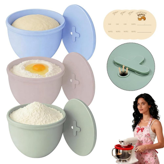 Jorivel 4.5 Qt 3-Pack Multicolor Silicone Liners with Vented Lids Compatible with KitchenAid Mixer, 2mm Extra-Thick Silicone Bowl Insert for Baking and Cooking, Mixer Parts & Accessories