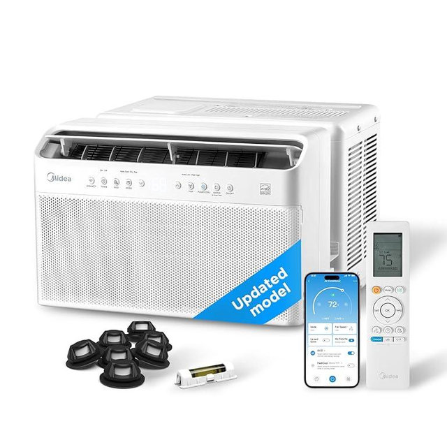 Midea 10,000 BTU U Shaped Smart Inverter Window Air Conditioner - Cools 450 Sq Ft, Ultra Quiet with Open Window Flexibility - Alexa/Google Assistant Compatible - 35% Energy Savings, Remote (Updated)