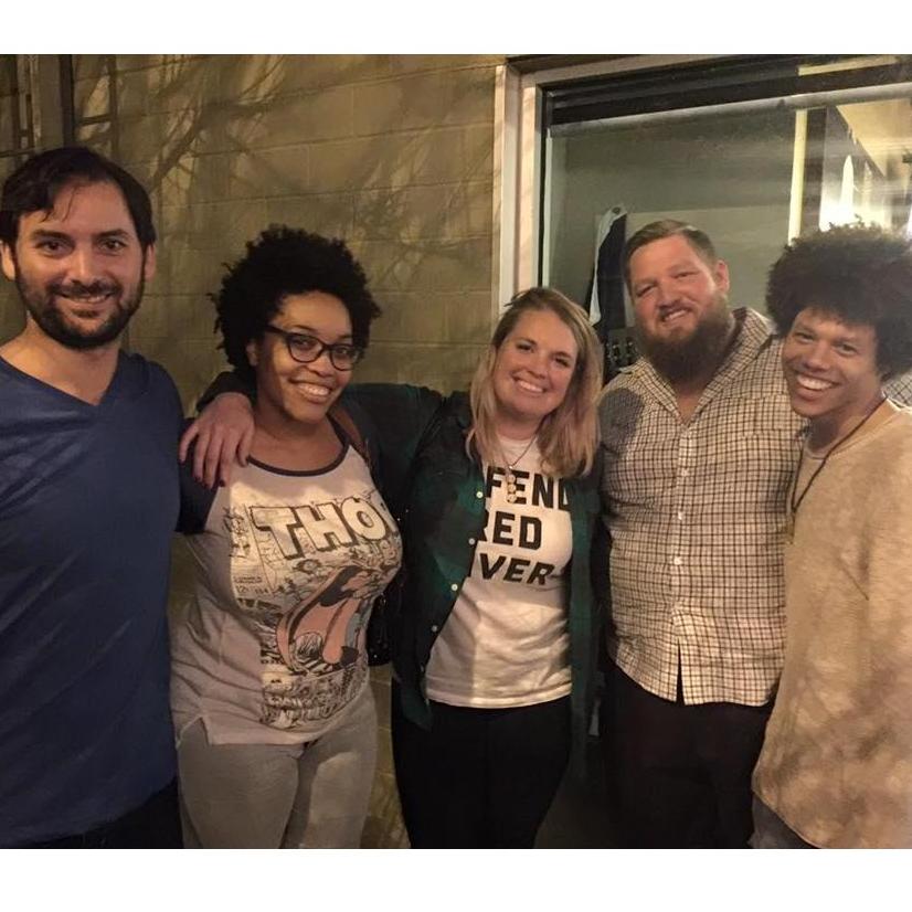 Celebrating Sarah's birthday with Allegra, Wes, and Dom!