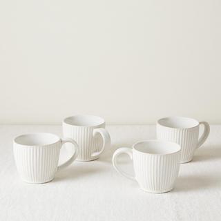 Stoneware Dinnerware Ribbed Mugs, Set of 4