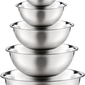Stainless Steel Mixing Bowls by Finedine (Set of 6) Polished Mirror Finish Nesting Bowls, ¾ - 1.5 - 3 - 4 - 5 - 8 Quart - Cooking Supplies