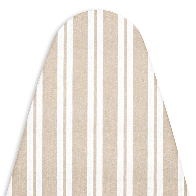 Encasa XO Ironing Board Cover and Pad 54"x15" - 4mm Felt Large Iron Board Cover with Padding, Stain-Safe Dye, Non Slip, Elastic Bungee Cord Tightening, Heat Resistant Franca Beige Stripes
