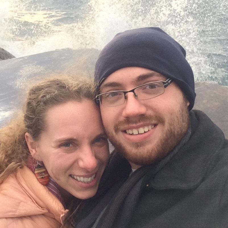 At the Petoskey breakwall on our first Thanksgiving together.